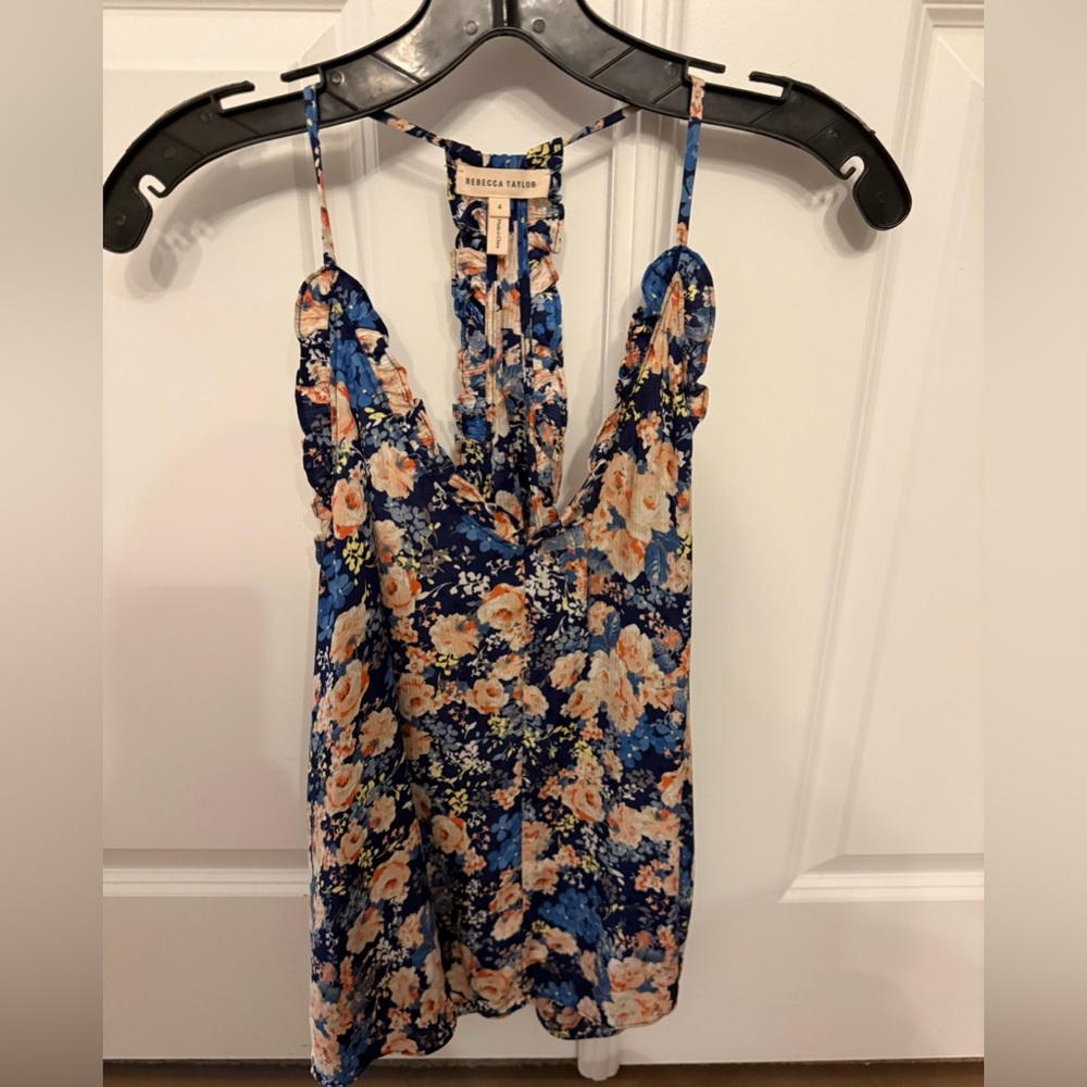 Rebecca Taylor Silk Floral Racerback Top